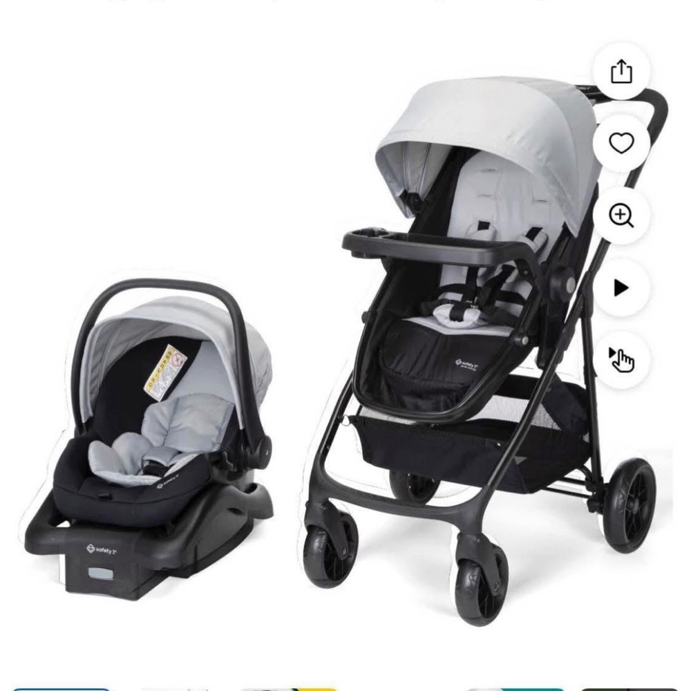 Gray and Black Baby Stroller and Car Seat Set